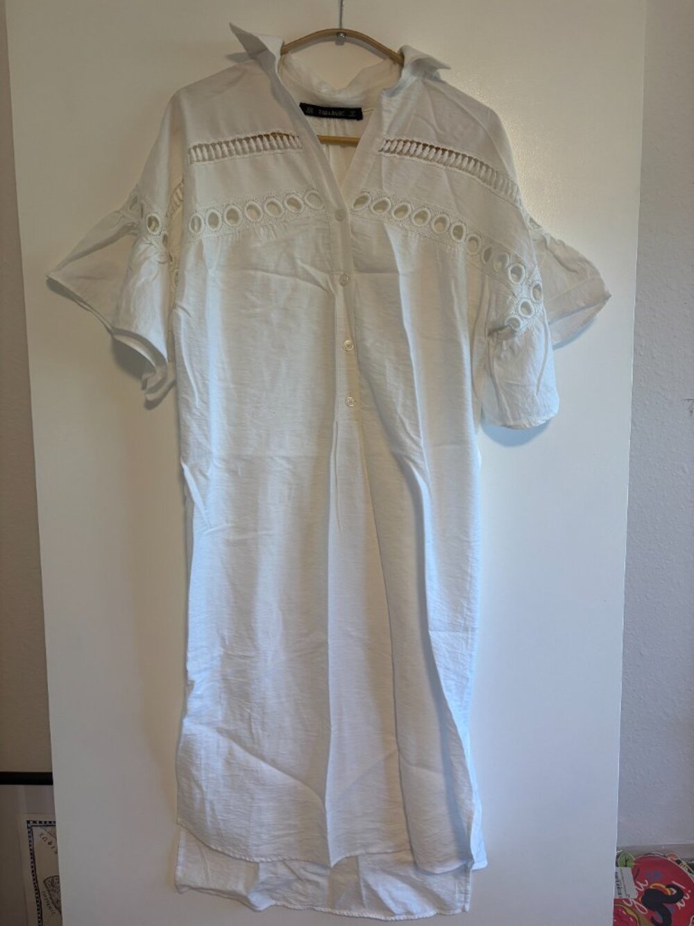 Zara casual midi shirt dress with loose patterned sleeves